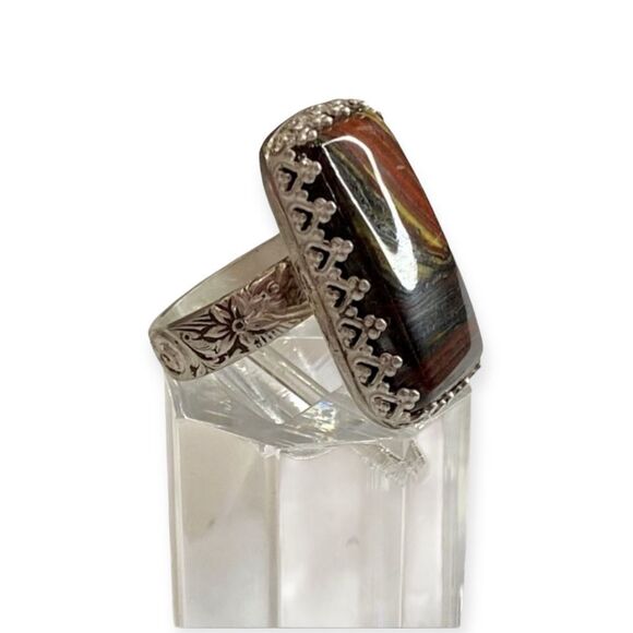 Colorful Horse Iron Jasper Sterling Silver Custom Statement Ring NEW - Picture 4 of 4